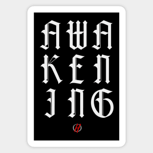 Awakening White Logo Cursive Sticker